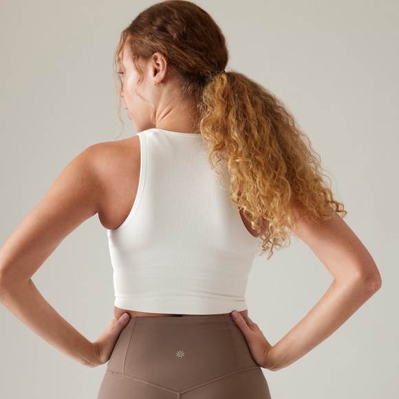 NWT Small Athleta White Aurora Crop Rib Tank - Picture 2 of 7